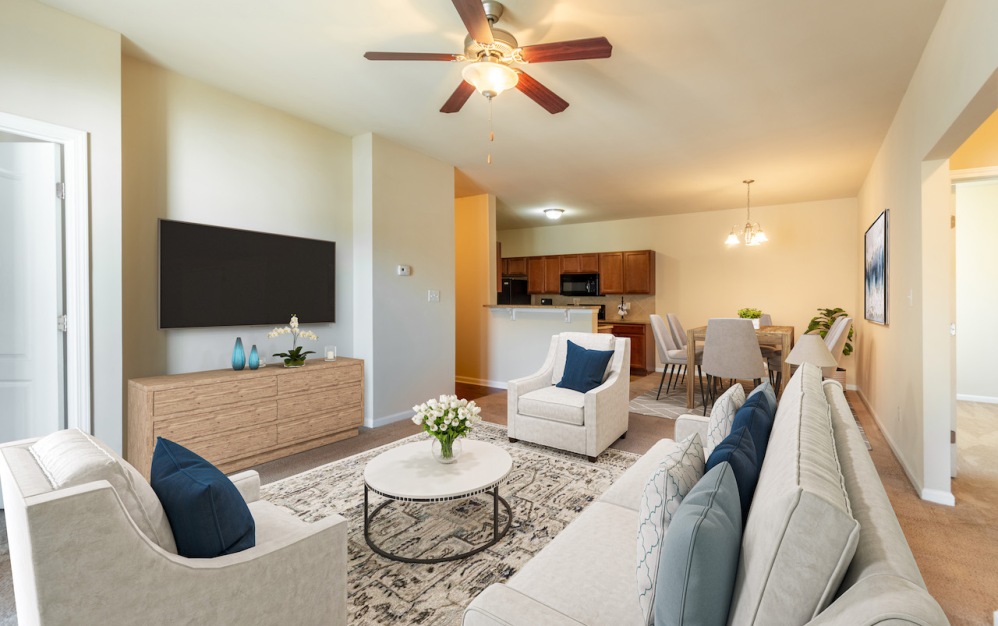 2X2 - B - 2 bedroom floorplan layout with 2 bathrooms and 1150 square feet (Inviting Living Area)
