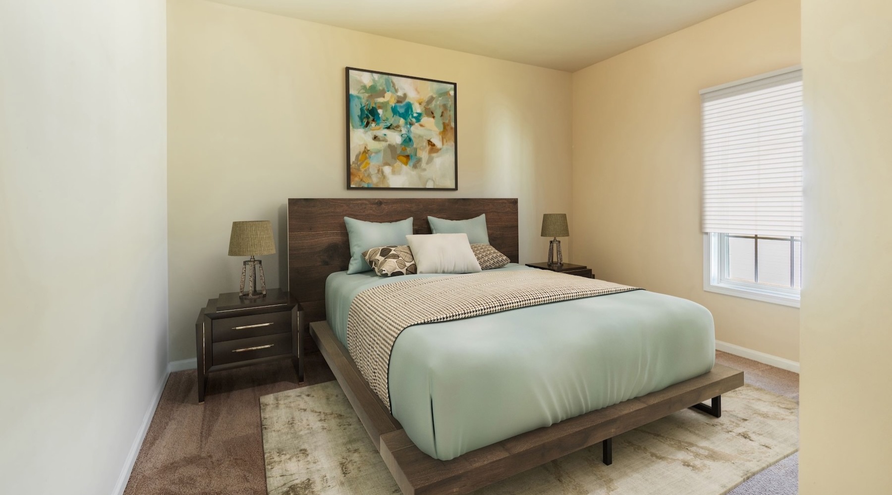 a bedroom with a large bed