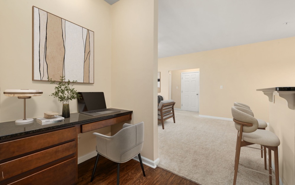 2X2 - A - 2 bedroom floorplan layout with 2 bathrooms and 1451 square feet (Entryway Workspace)